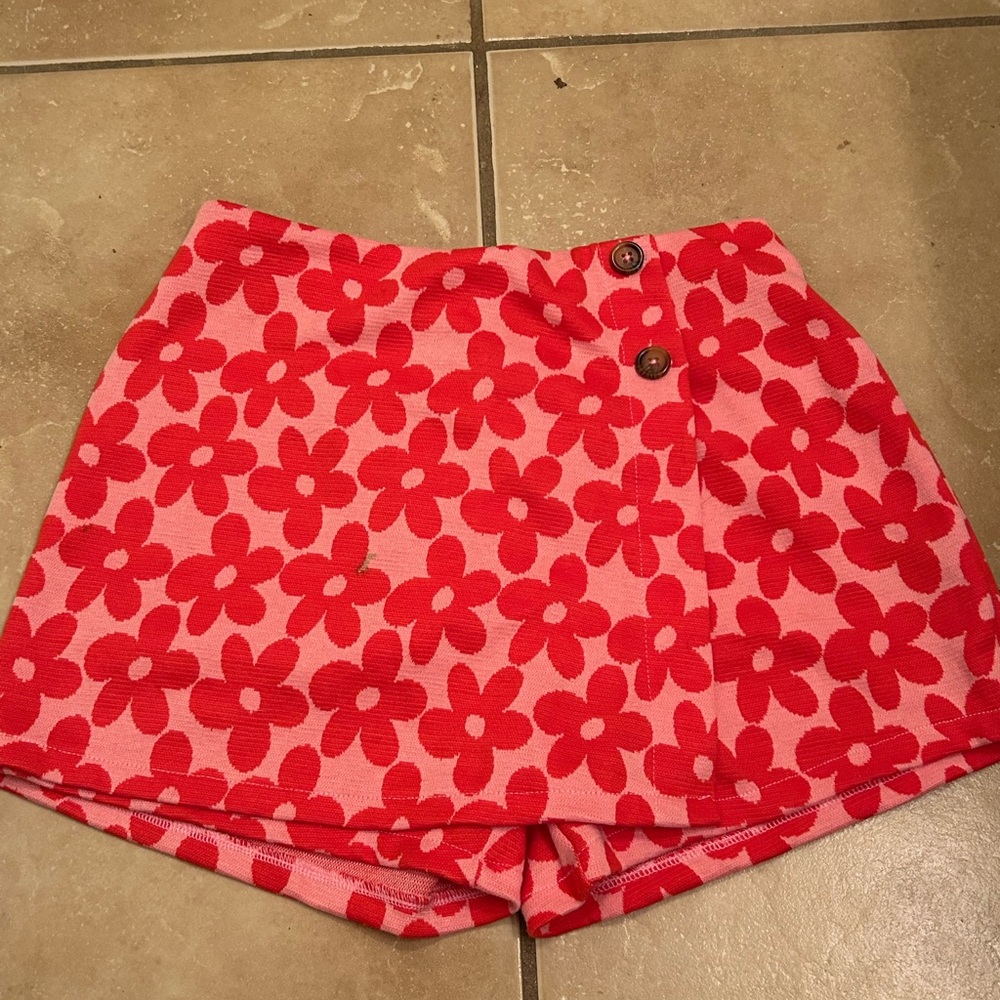 Women’s Pink/Red Floral Hippie Skort